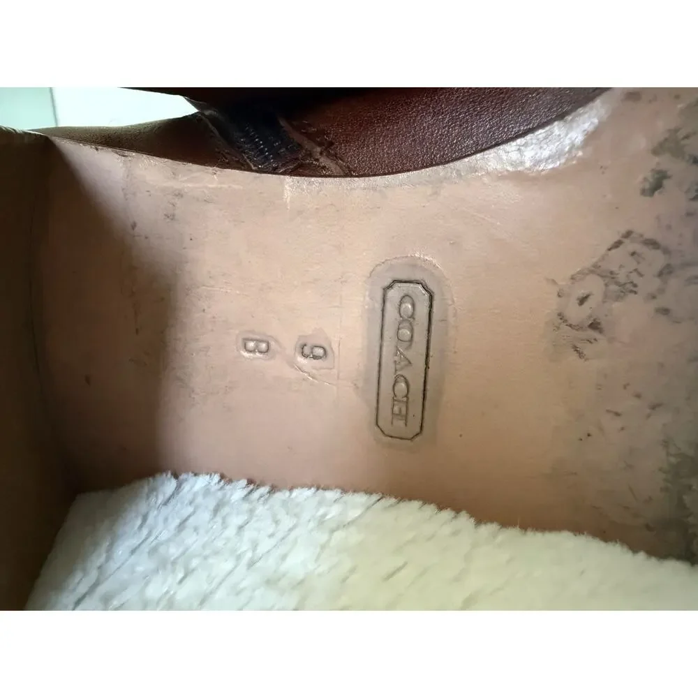 Coach Saxton Knee High Boots, Tan/Brown Leather, Women’s Size 9 - Picture 4 of 7